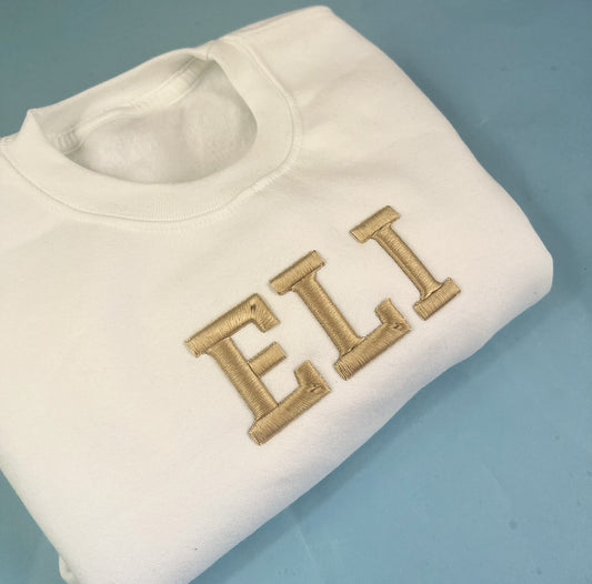 White Jumper with Beige 3D Font Jumper
