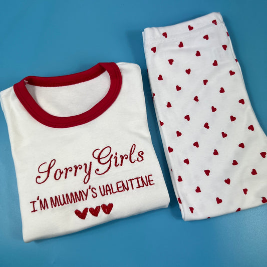 Childrens Valentines Pyjamas ' Sorry Girls/Boys'