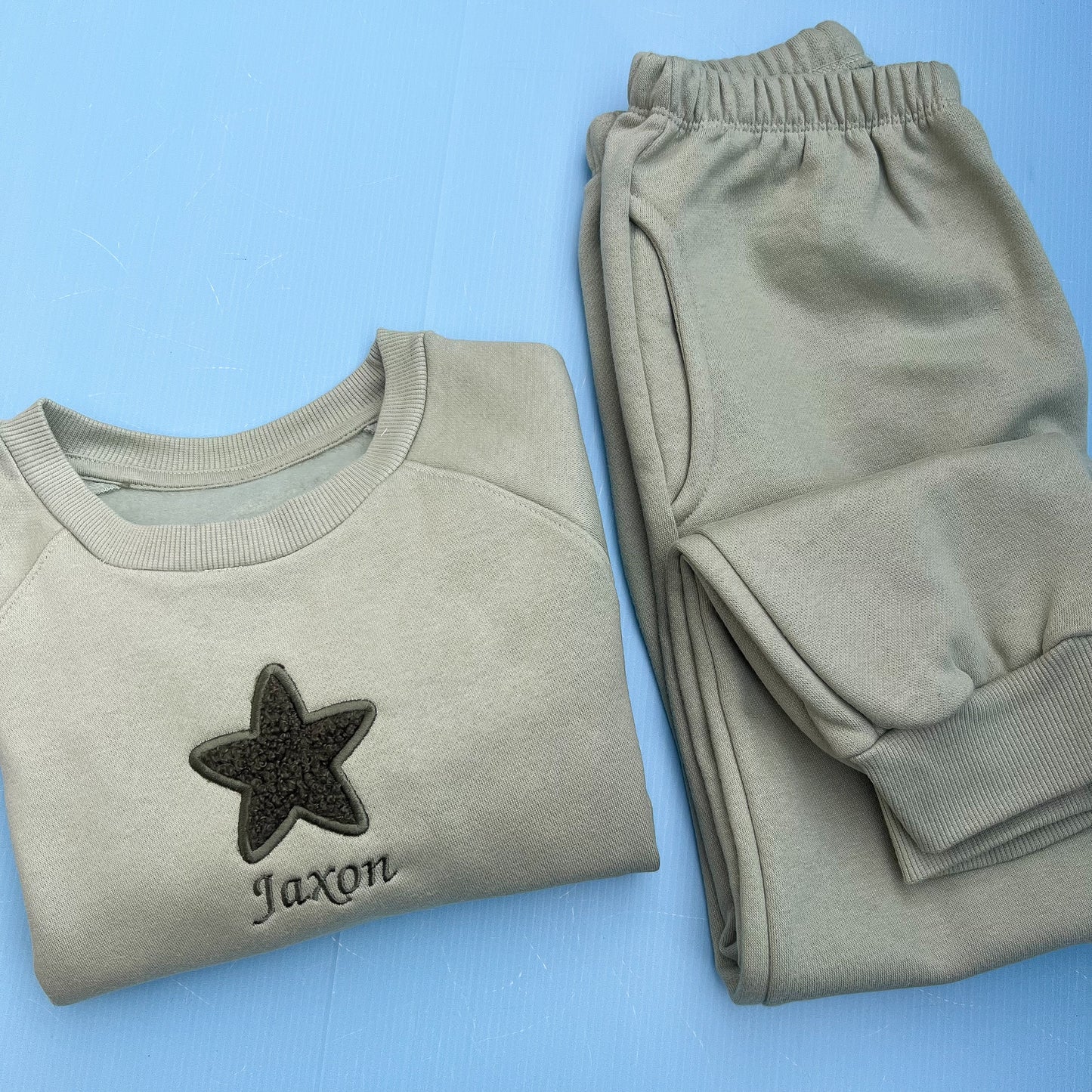 Sage Tracksuit with Teddy Heart/Star