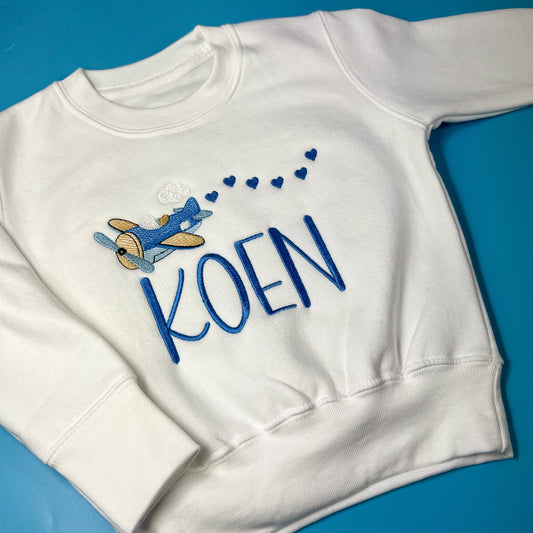 close up of Personalised Airplane Sweatshirt
