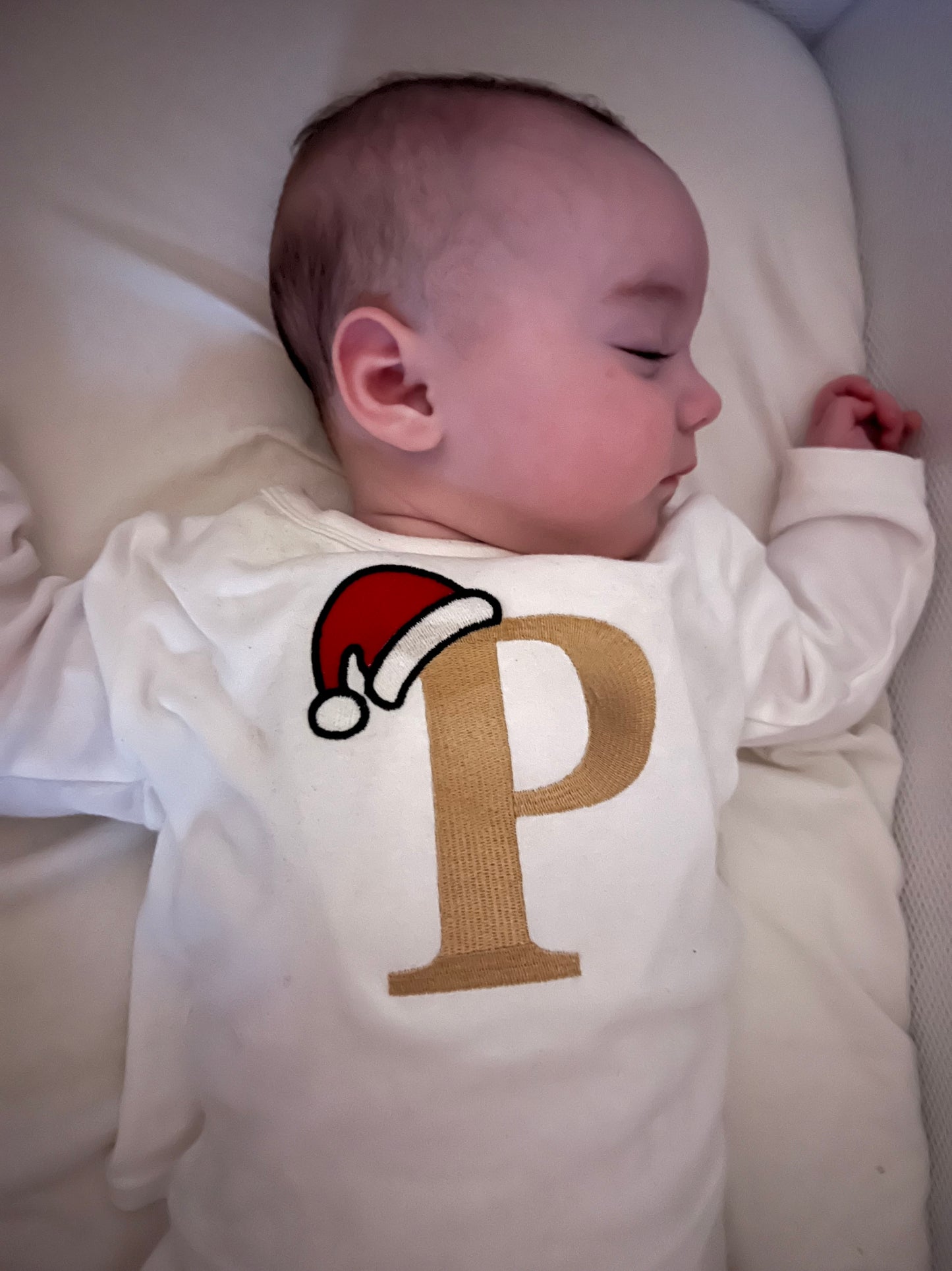 Beige initial with Santa Hat