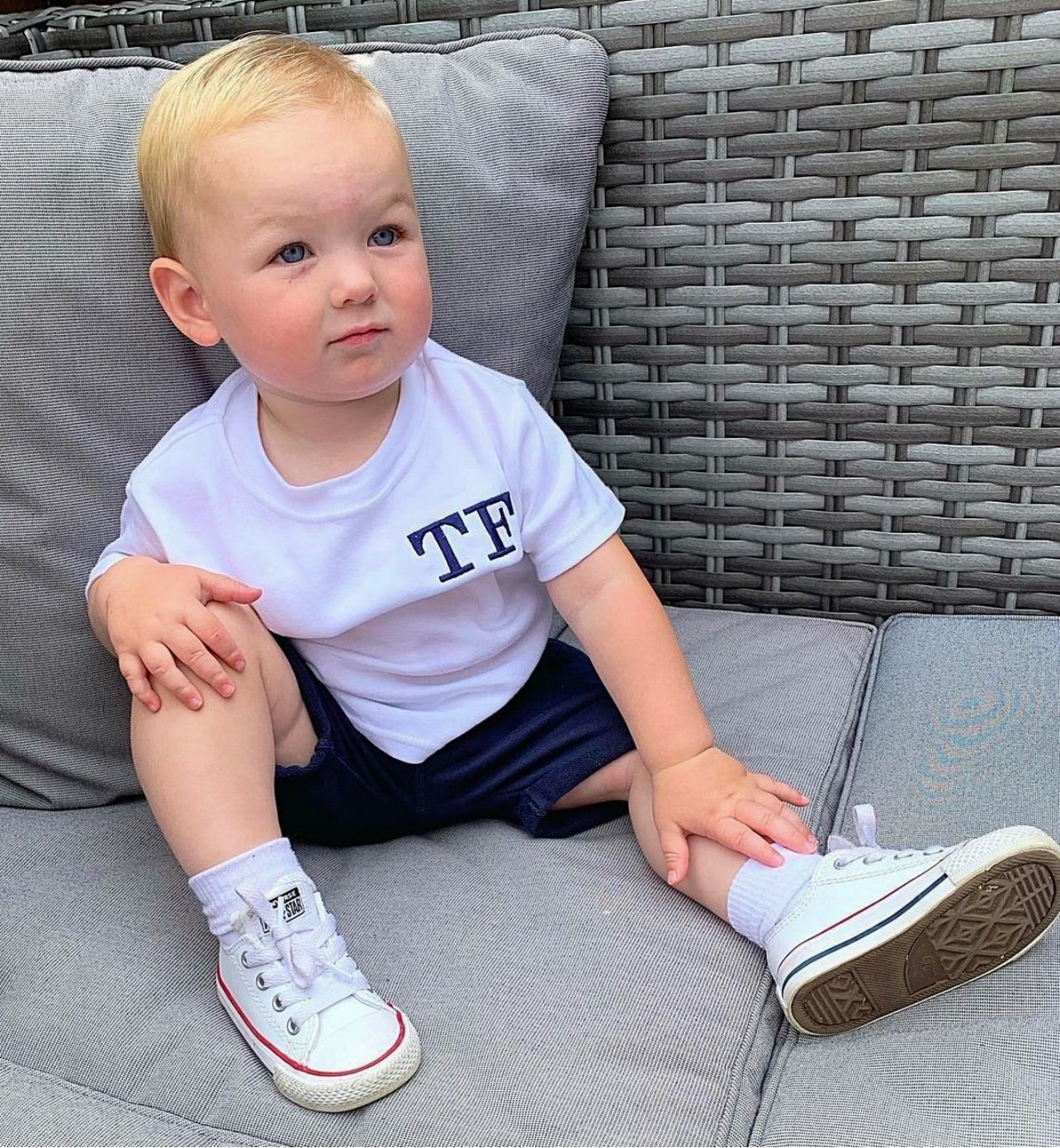 Navy short set with inital