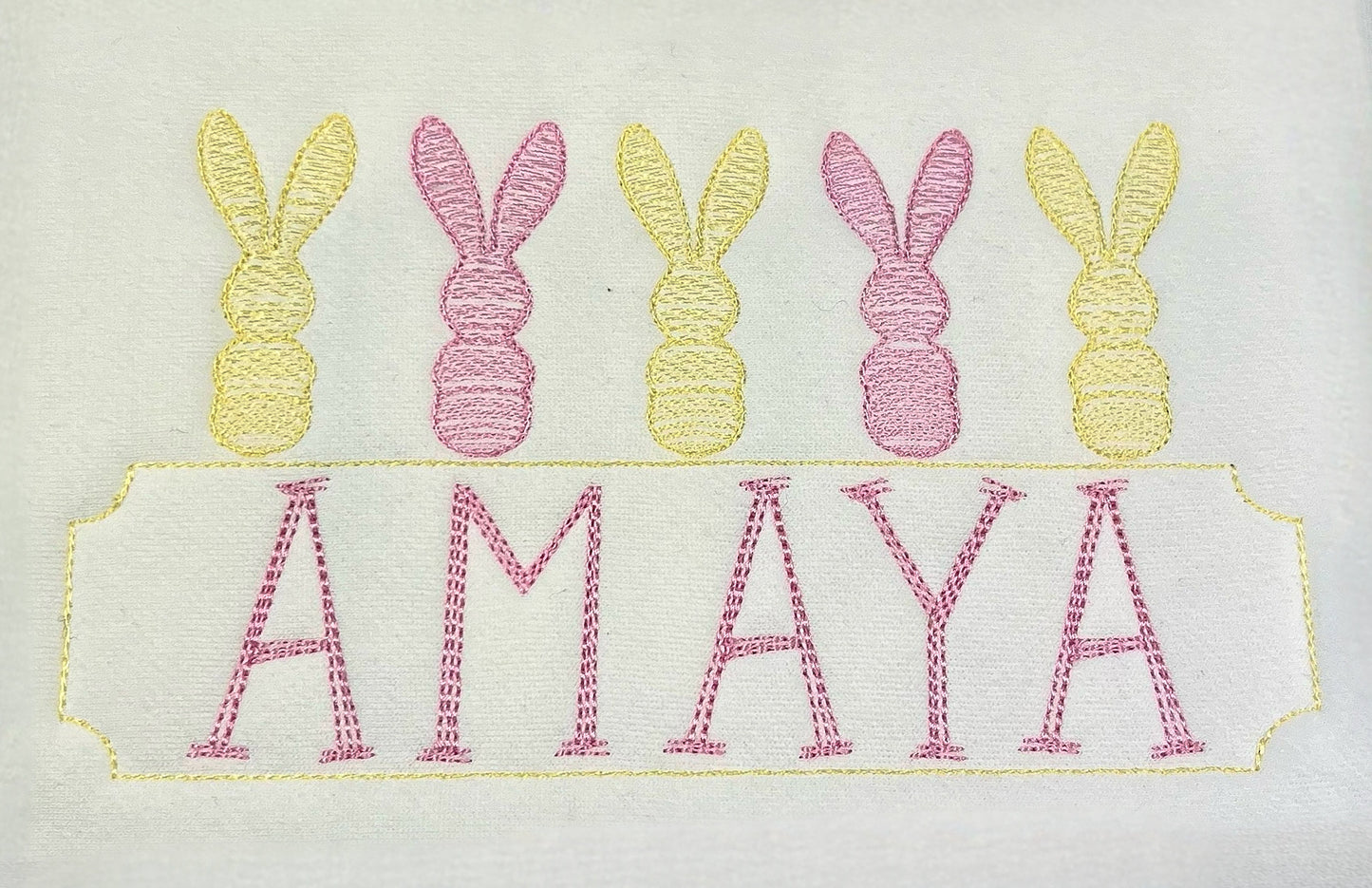 Girls Yellow and Pink Personalised Bunny Sweatshirt