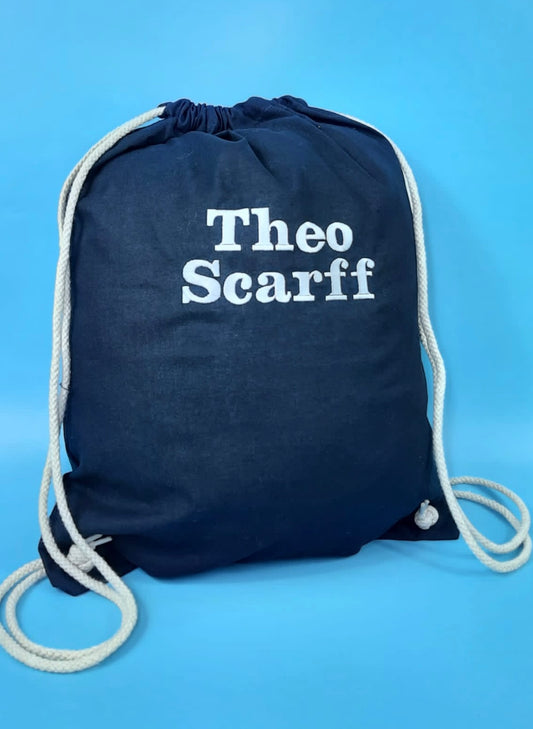 Navy Canvas drawstring bag