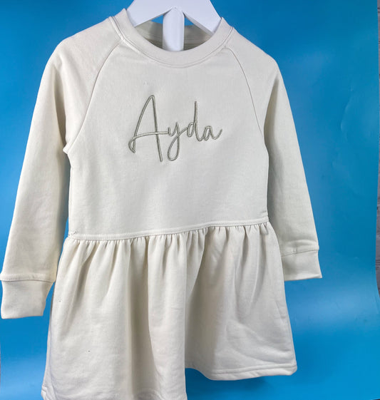 Cream Sweatshirt Dress