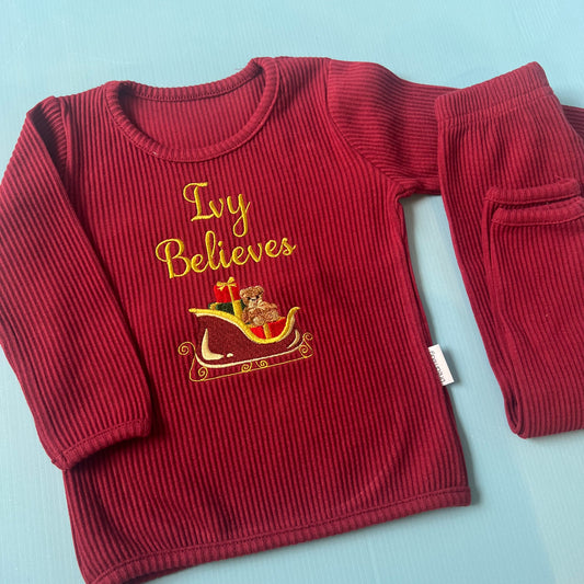 Burgundy Loungeset with Sleigh Design