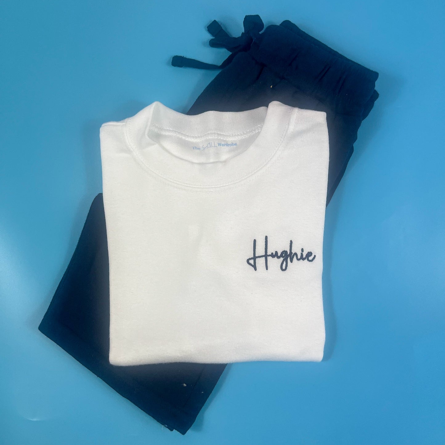 White and Navy Short Set