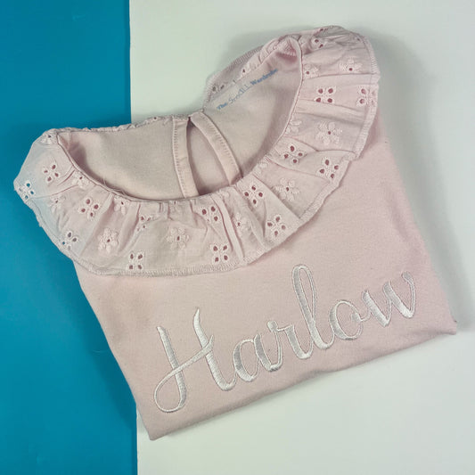 long sleeve top with frill neck