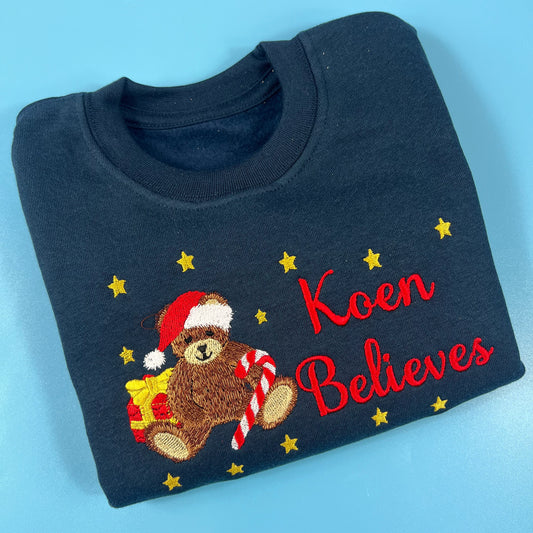 Navy Jumper with Teddy Bear