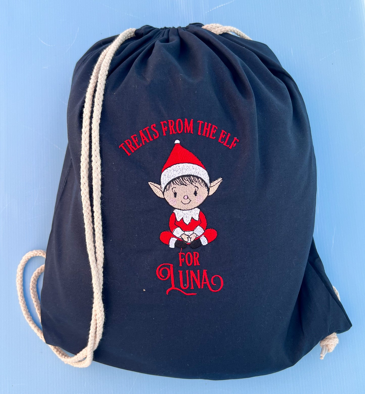 Navy Elf Treat Bag
