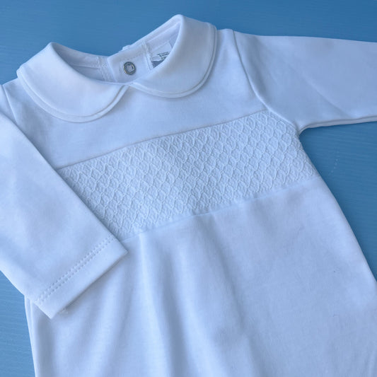White Smocked Spanish Babygrow