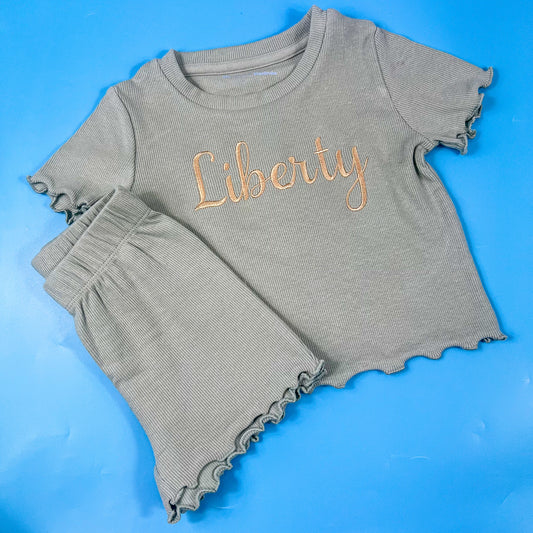 Sage ribbed Short set