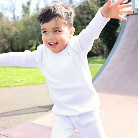 White Ribbed Tracksuit