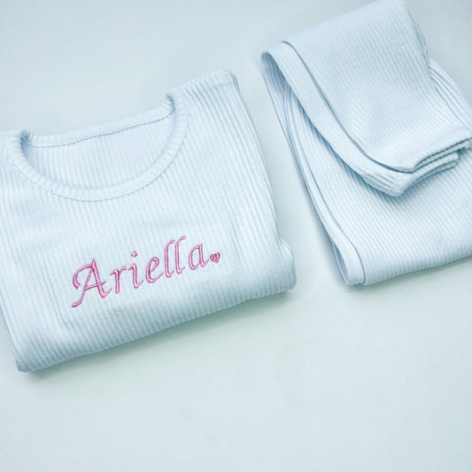 White Ribbed Tracksuit