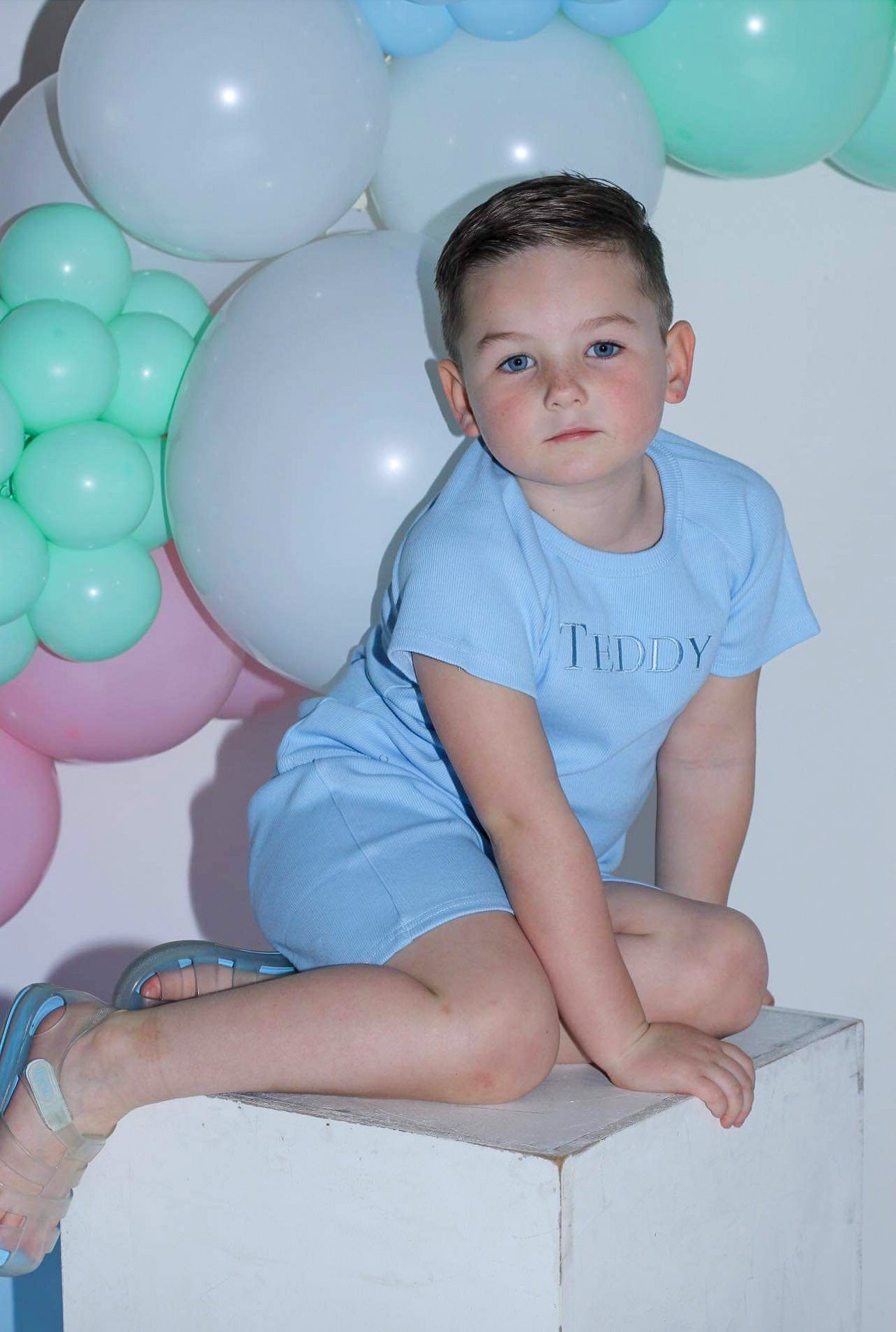 Blue Ribbed Short Set