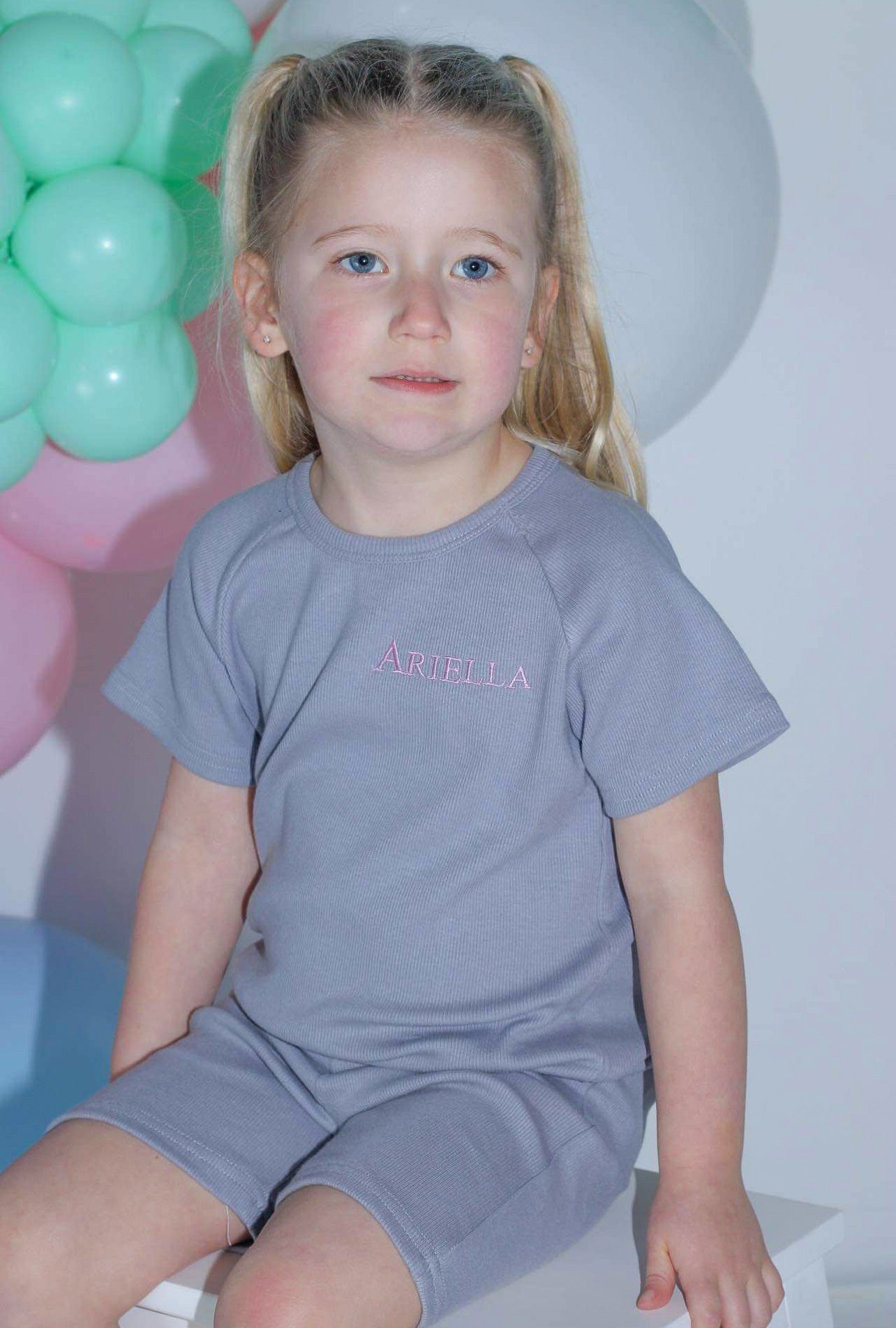 Grey Ribbed Short Set