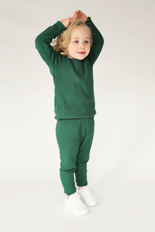 Bottle Green Ribbed Tracksuit