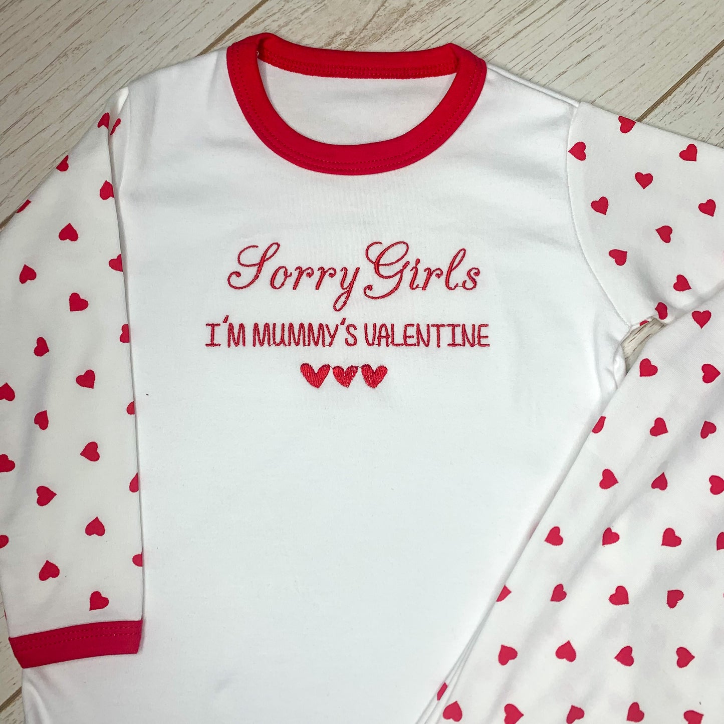 Childrens Valentines Pyjamas ' Sorry Girls/Boys'