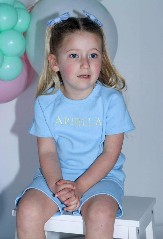 Blue Ribbed Short Set