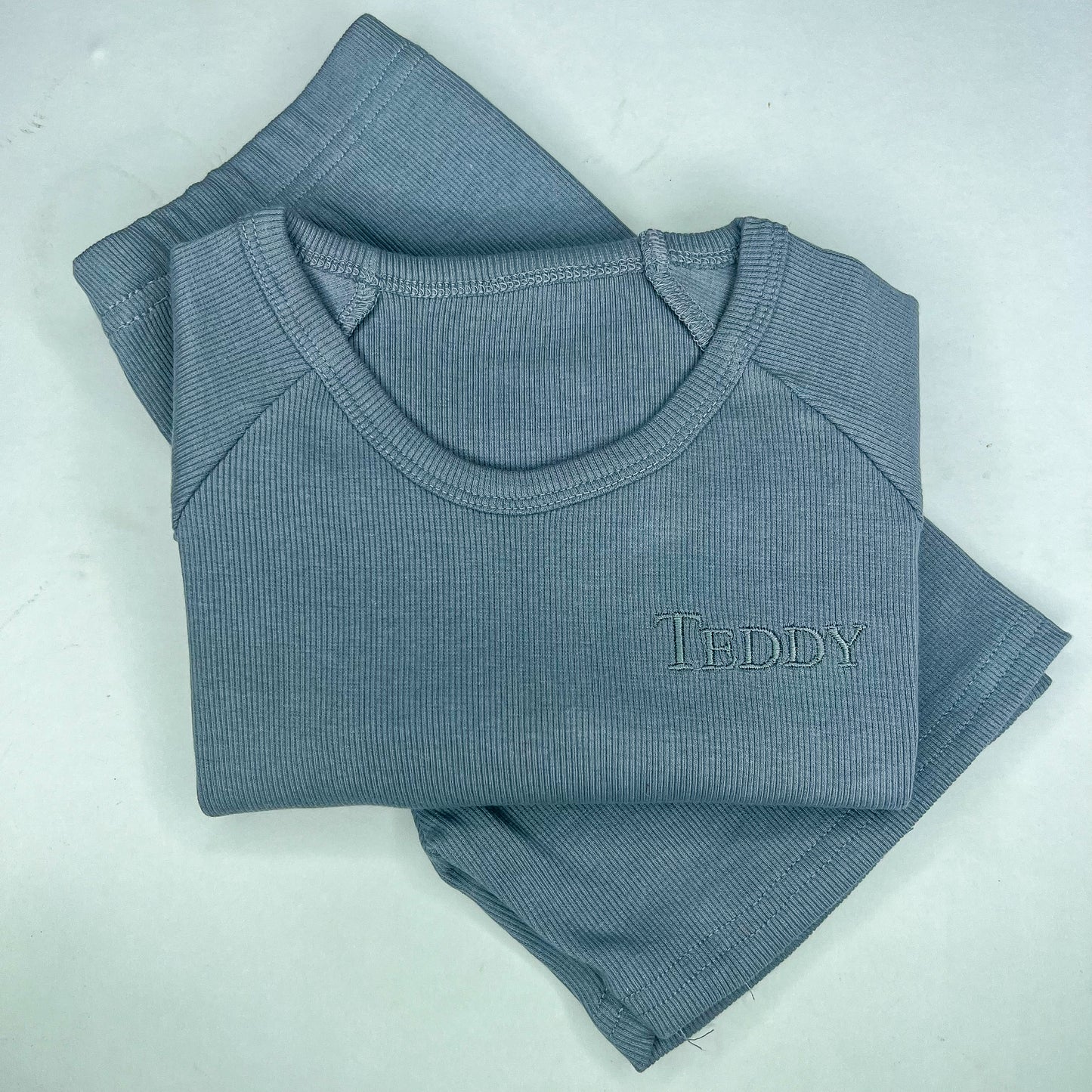 Grey Ribbed Short Set