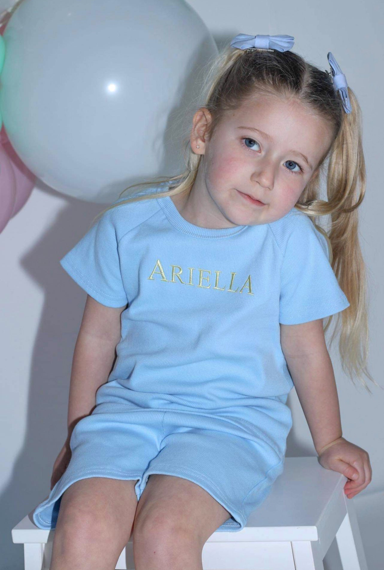 Blue Ribbed Short Set