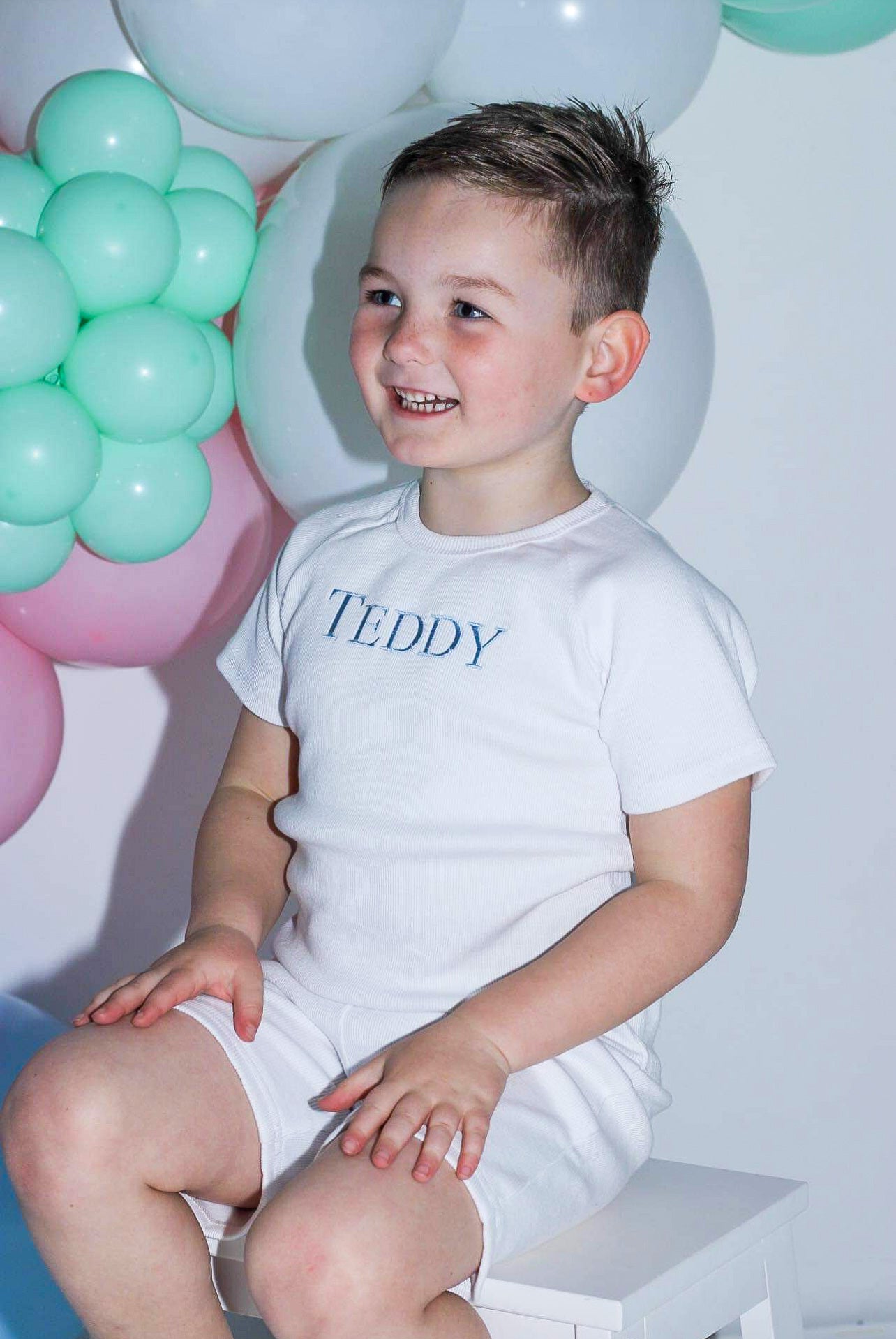 White Ribbed Short Set