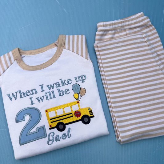 School Bus Inspired Birthday Pyjamas