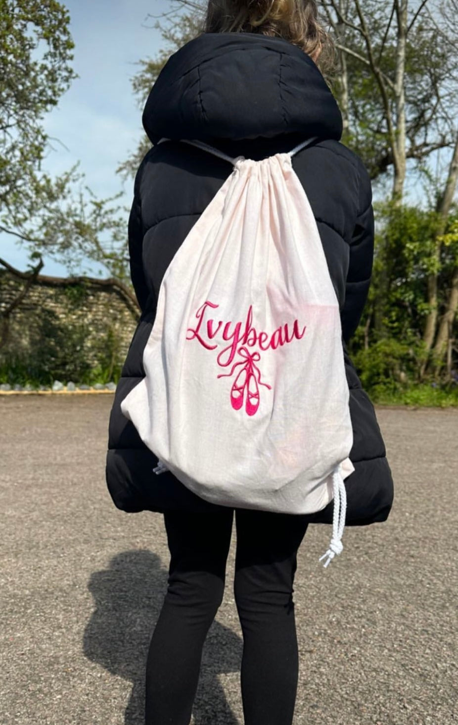 Pastel Pink Canvas drawstring bag