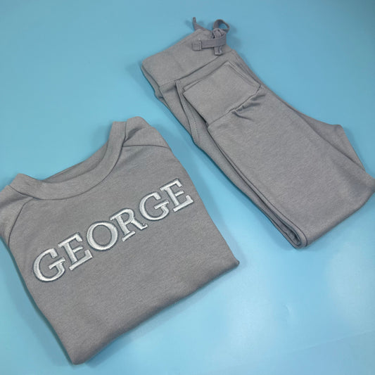 Blue Cotton Loungewear with 3D Puff font