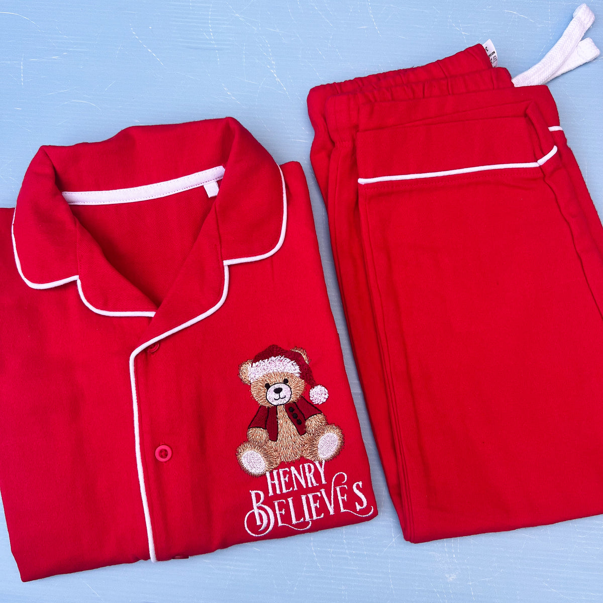 Classic Red Christmas Pyjamas with Bear