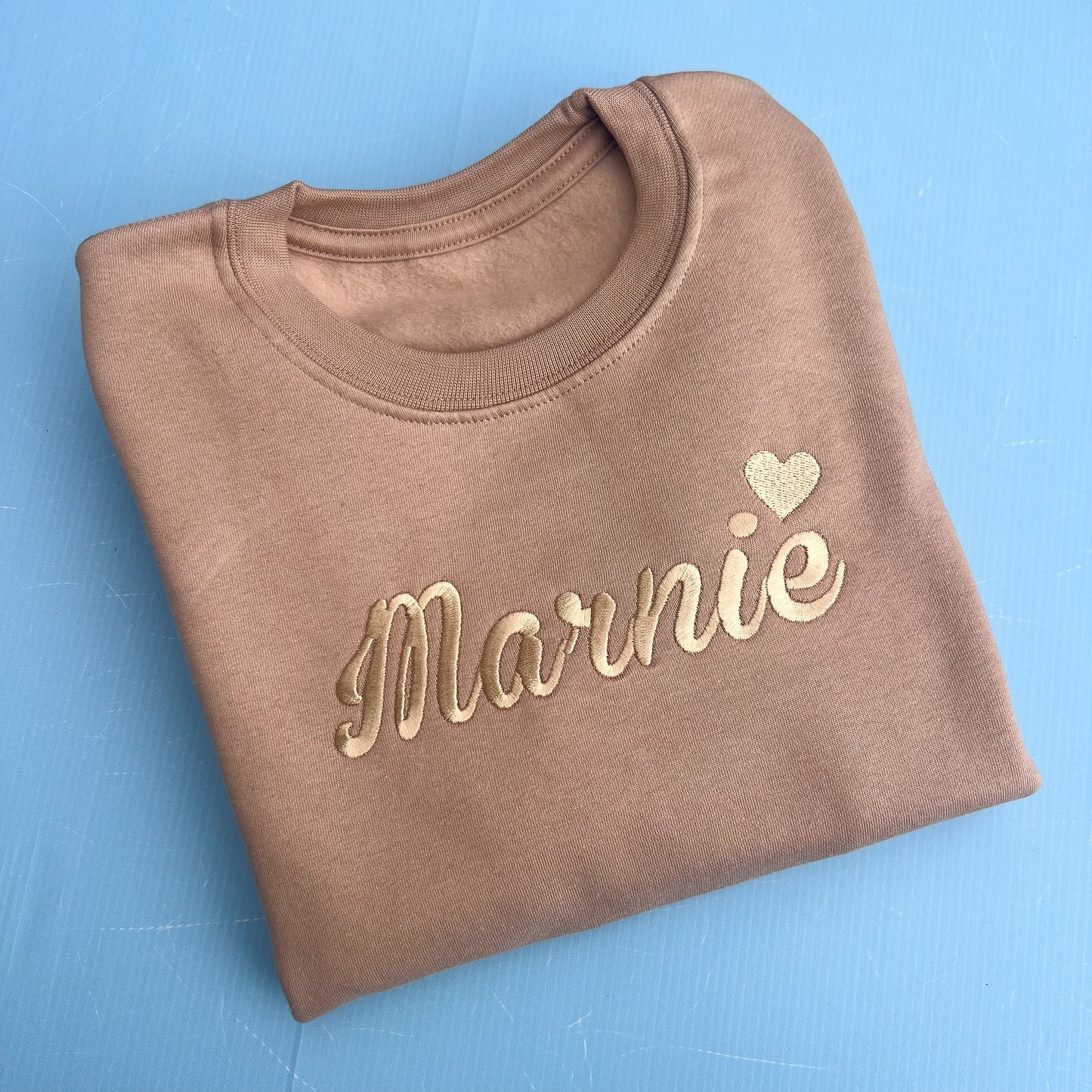 Taupe Sweatshirt with Heart Name