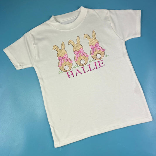 Personalised Pink Bow Bunnies T-Shirt