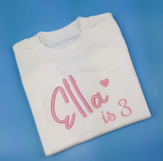 3D Name with Age T-shirt | Personalised birthday t-shirt embroidery