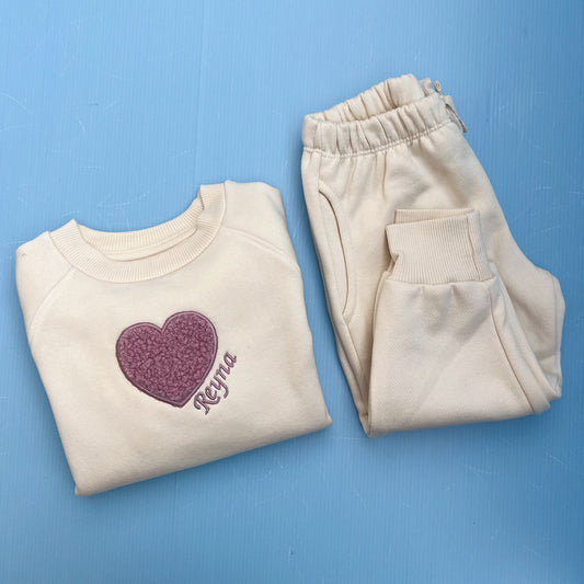Oat Tracksuit with Teddy Heart/Star