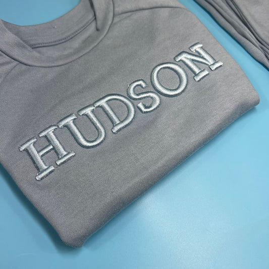 Blue Cotton Loungewear with 3D Puff font