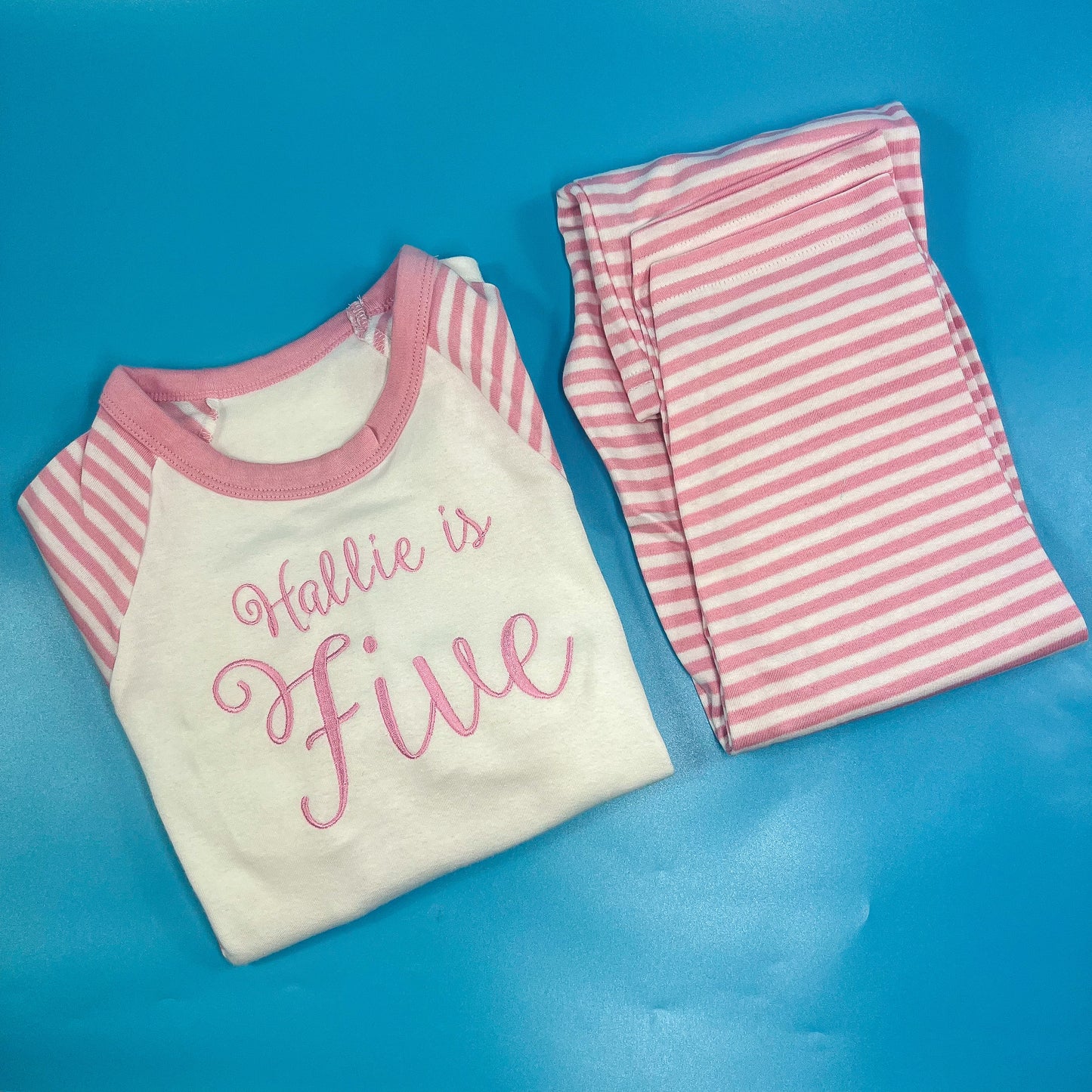 Pink stripe Birthday pyjamas