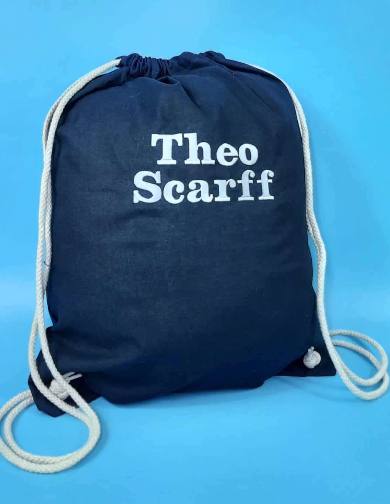 Navy Canvas drawstring bag