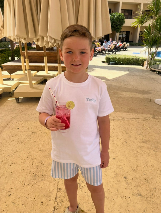 White T-shirt with side name