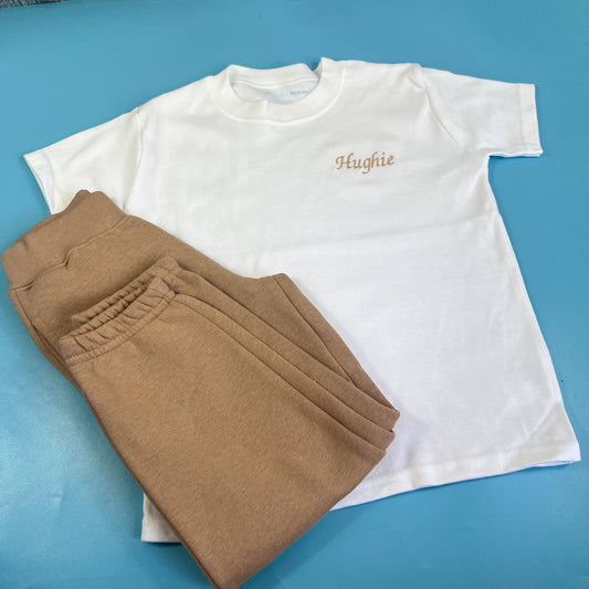 White Jogger and T-shirt Set