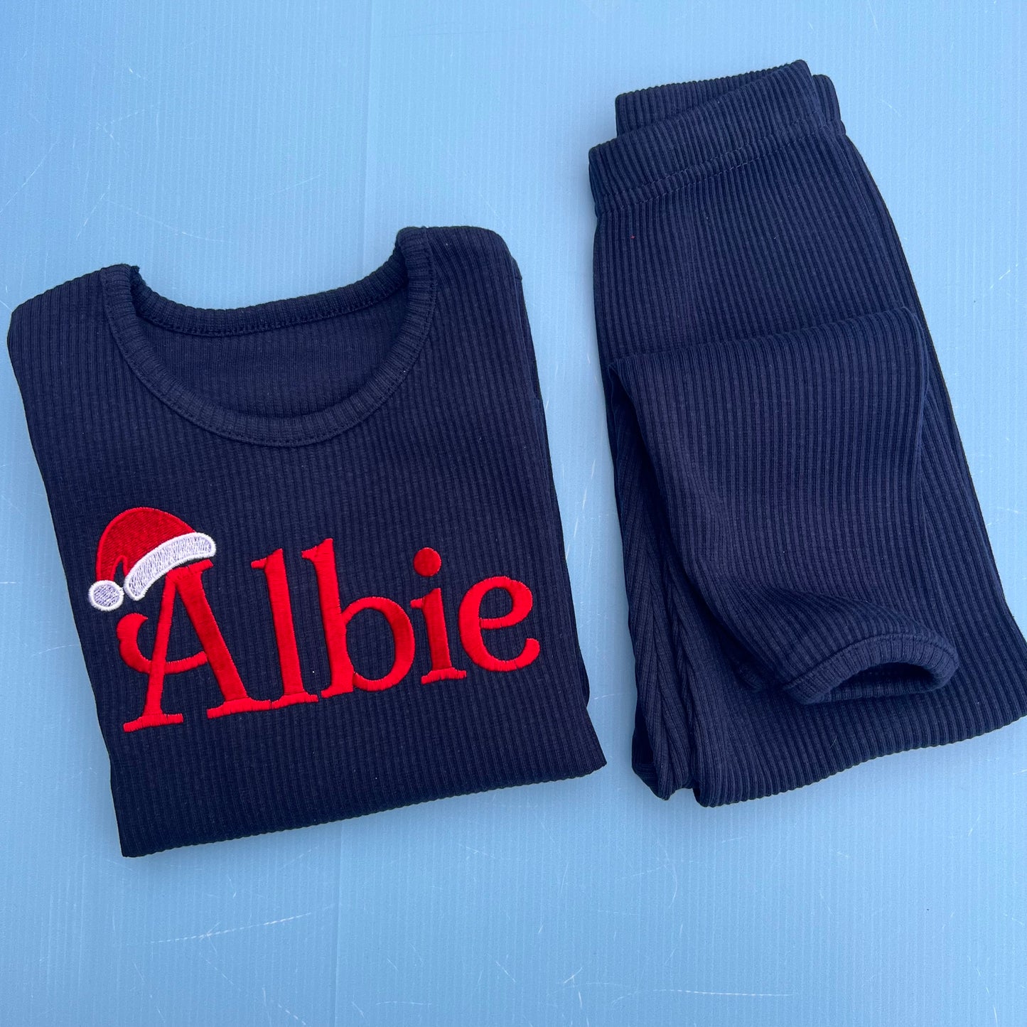 Navy Ribbed Christmas Set