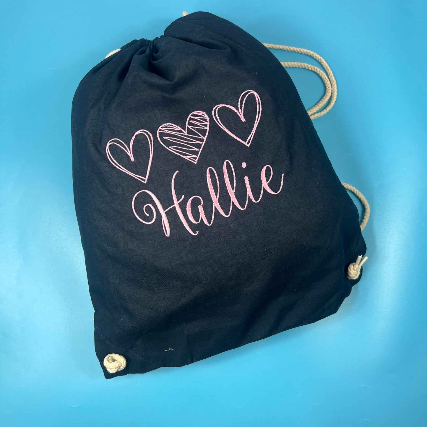 Navy Canvas drawstring bag