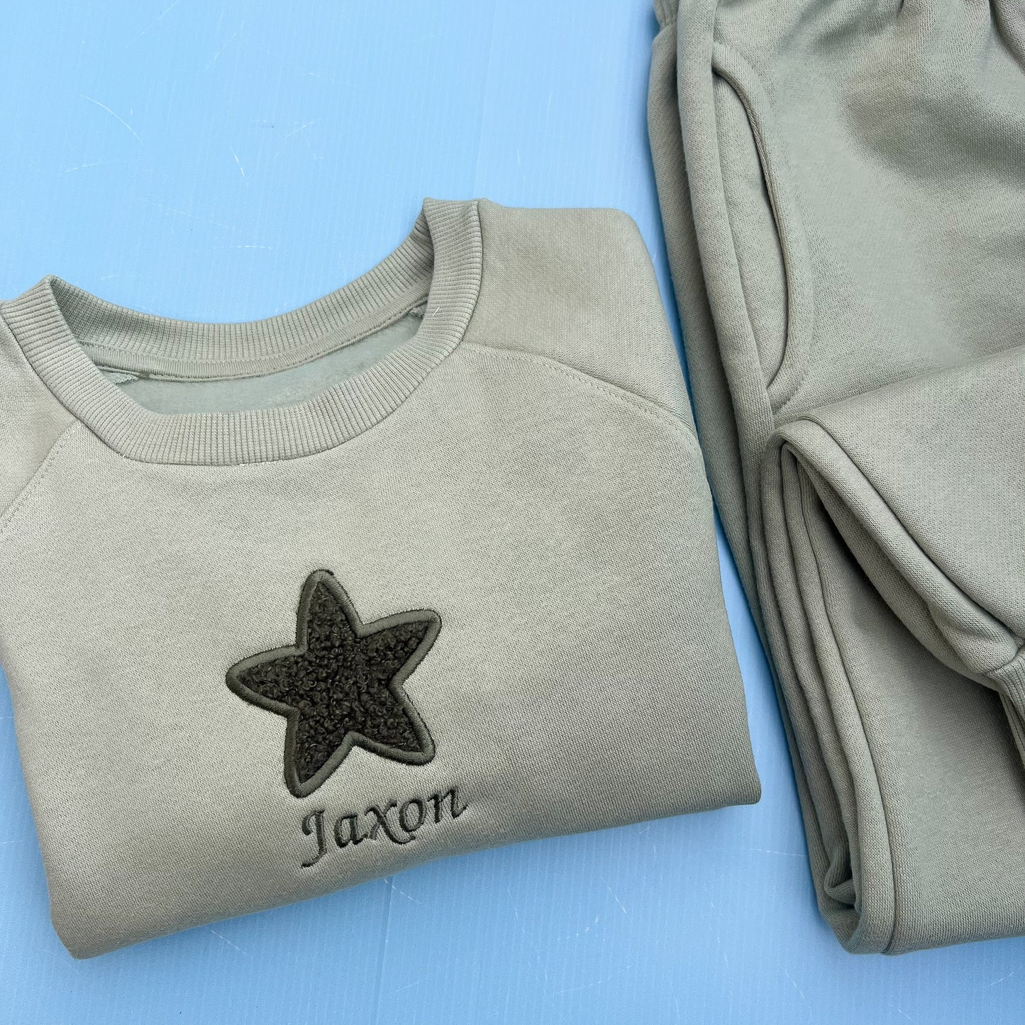 Sage Tracksuit with Teddy Heart/Star