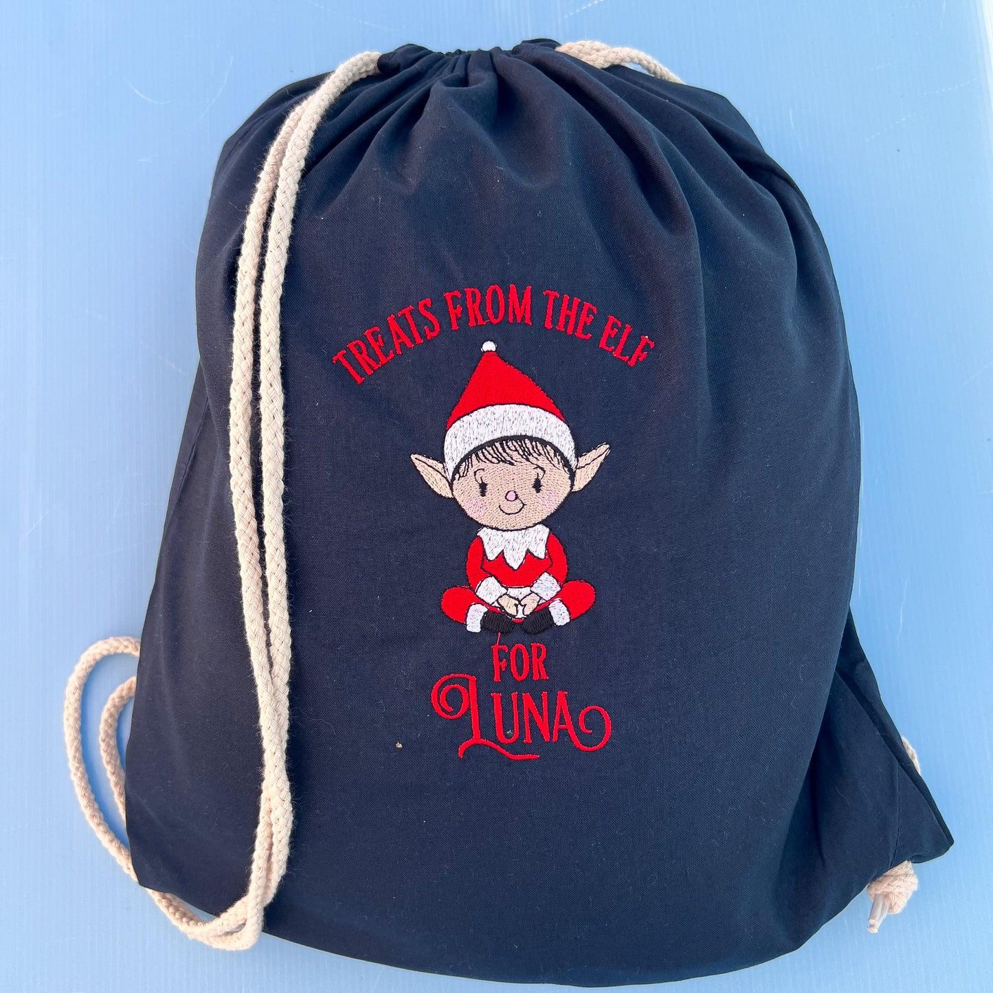 Navy Elf Treat Bag