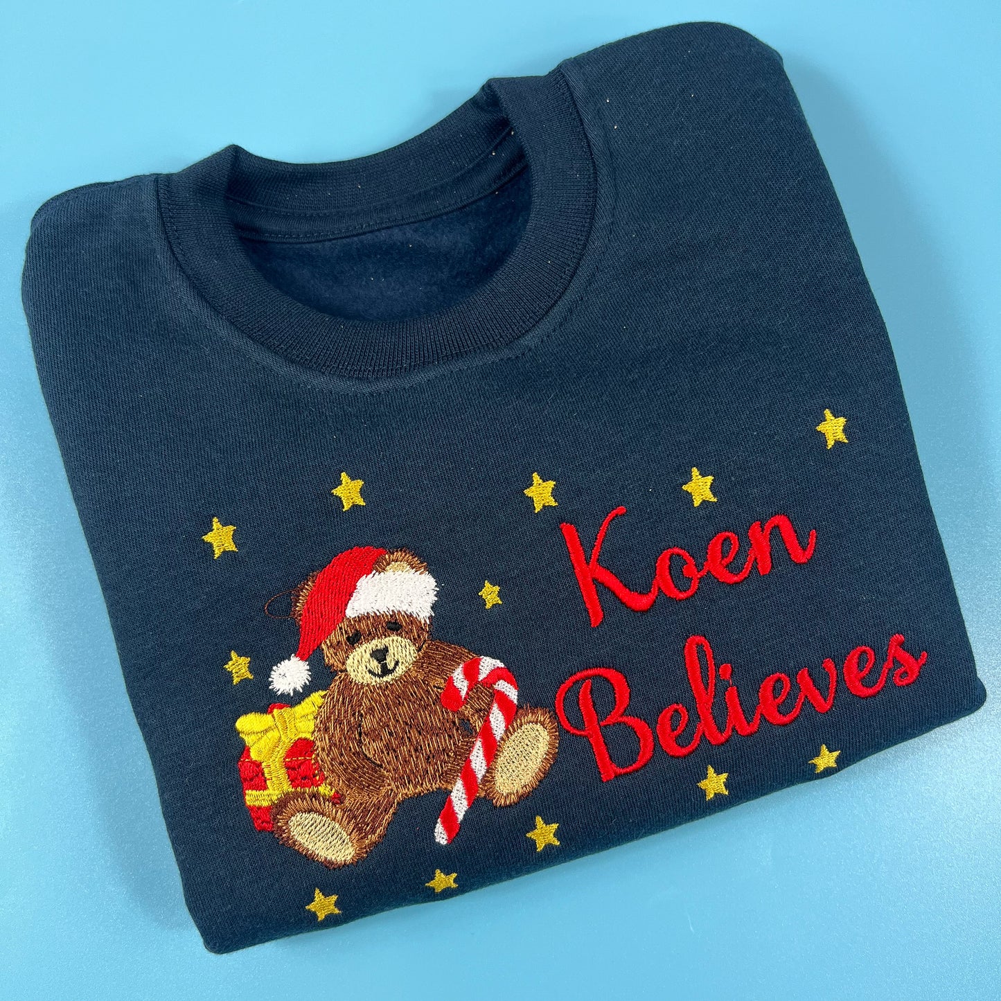 Navy Jumper with Teddy Bear