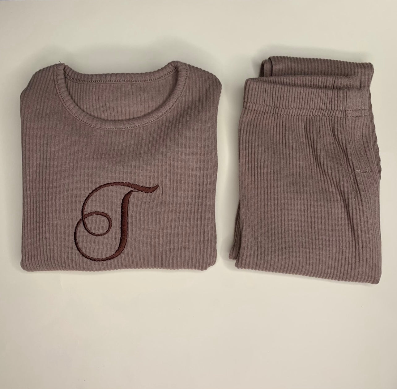 flat lay of Biscuit Ribbed Childrens Tracksuit