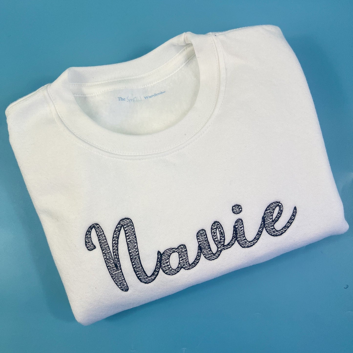 White Sweatshirt with sketch font