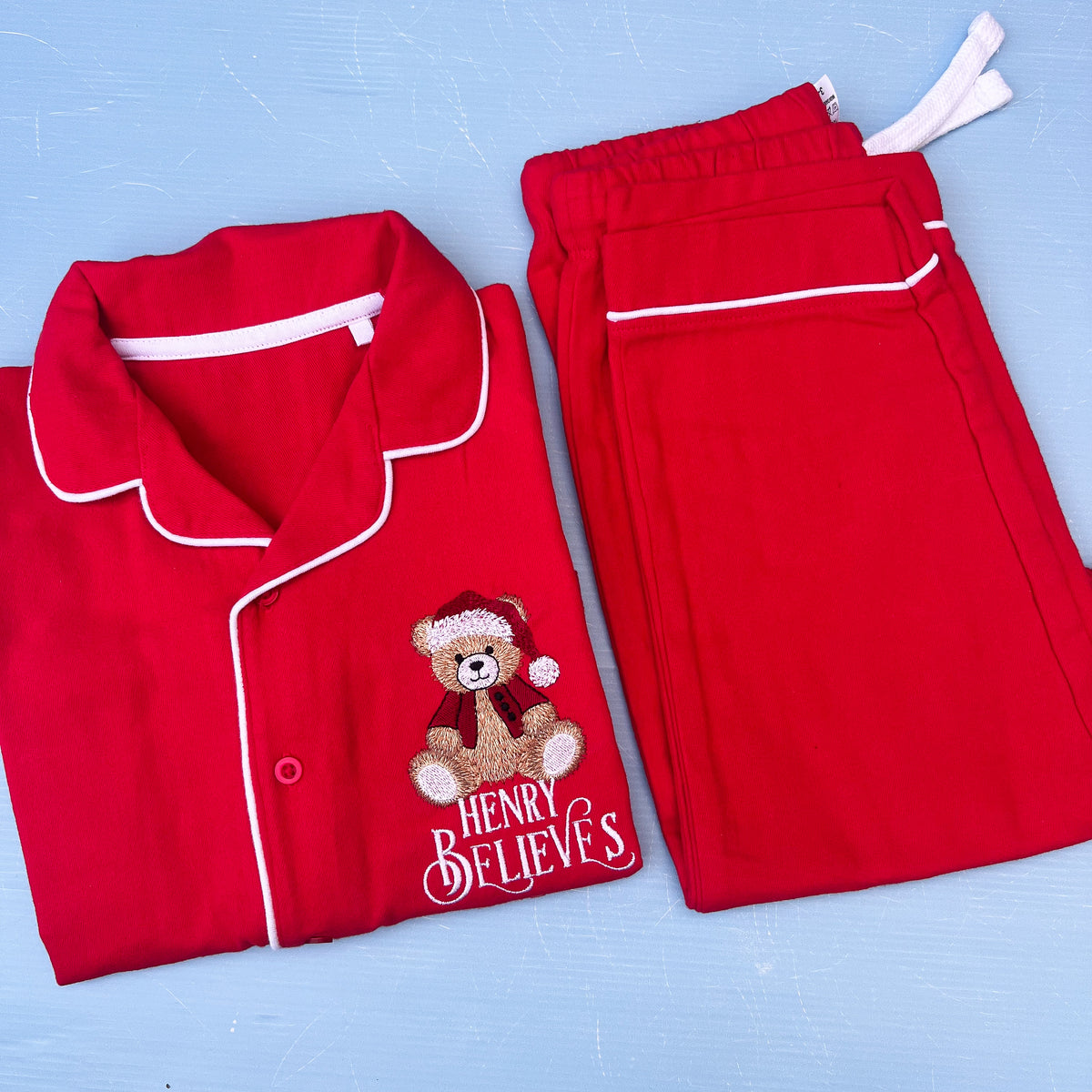 Classic Red Christmas Pyjamas with Bear