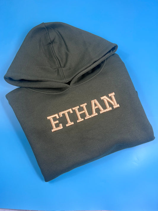 Khaki Hoodie with 3D Font!