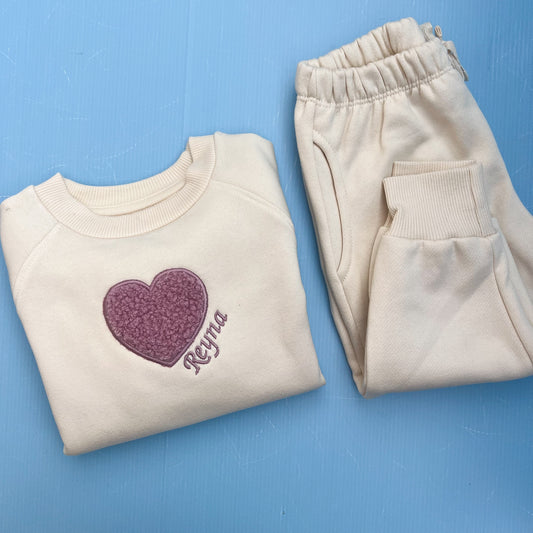 Oat Tracksuit with Teddy Heart/Star