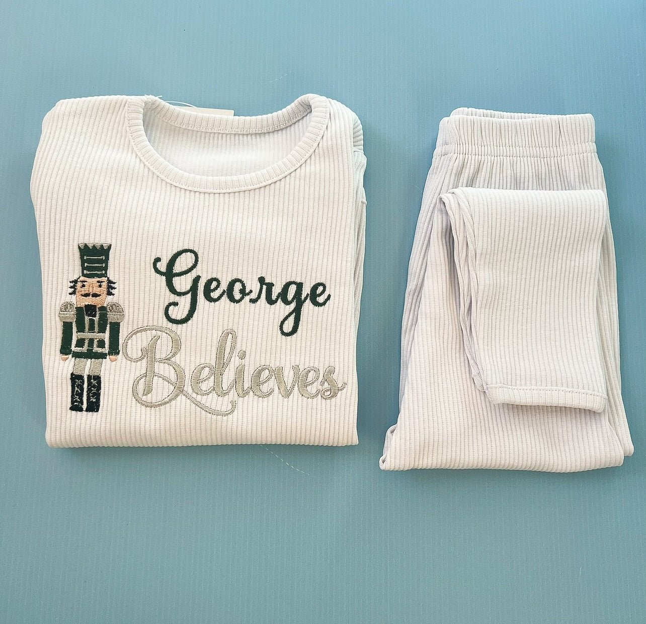 White Loungeset with Nutcracker Design